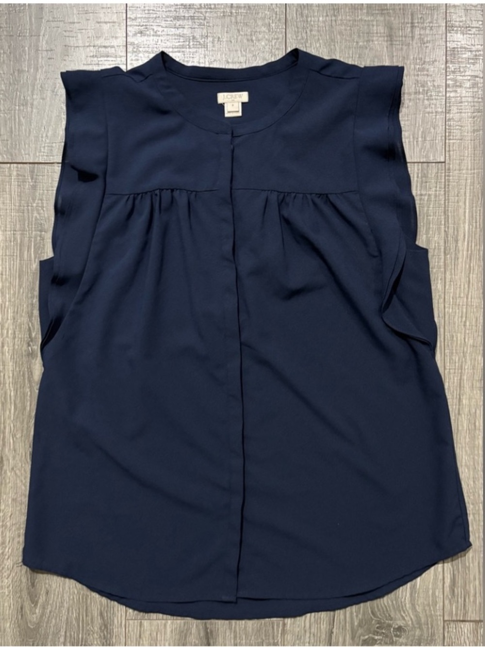 J.Crew Women’s Navy Blue Sleeveless Draped Blouse Top Size 8